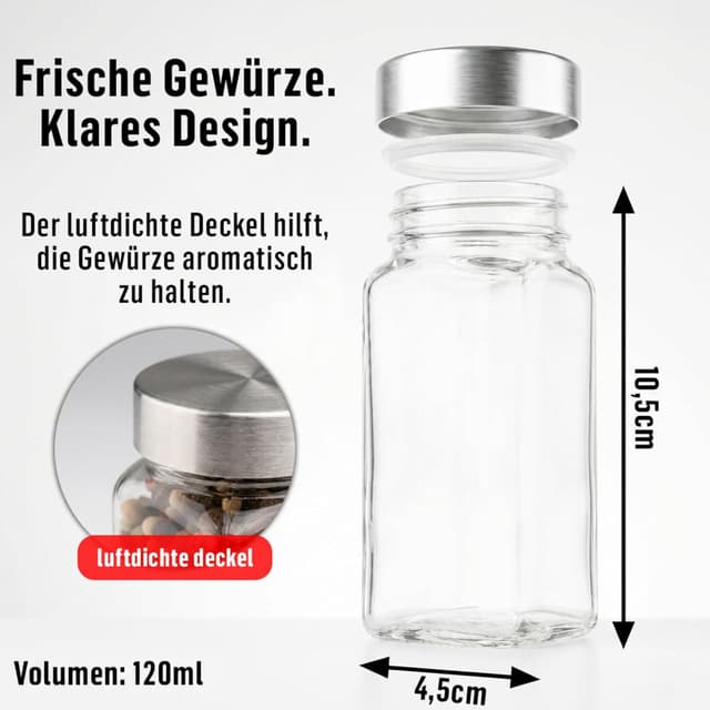 Detalle 2 de Deco haus Gewürzgläser eckig 24er Set