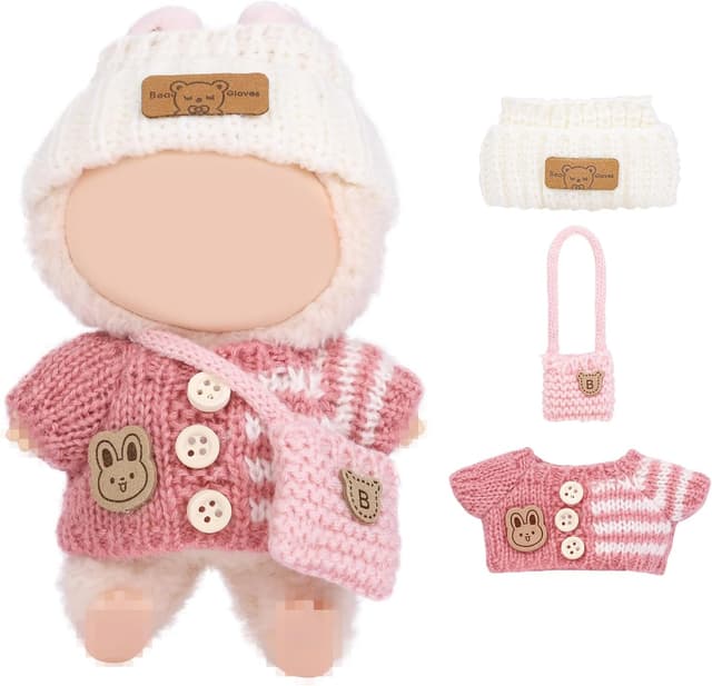 Detalle de Vicloon 3 pcs doll clothes set for 17cm sitting dolls – red sweater, shoulder bag and hat