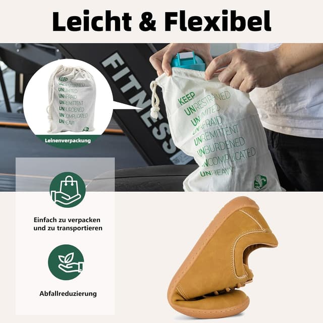 Detalle de SAGUARO Noble II Barfußschuhe für Herren mit breiter Zehenbox und Zero-Drop Sohle (Leicht, rutschfest) – Noble II, Gr. 36–48