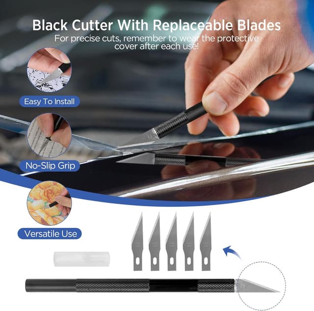 Detalle de AiQInu Rakel-Set für Folie (7-teilig) mit Filzrakel, Präzisionsmesser und 5 Klingen