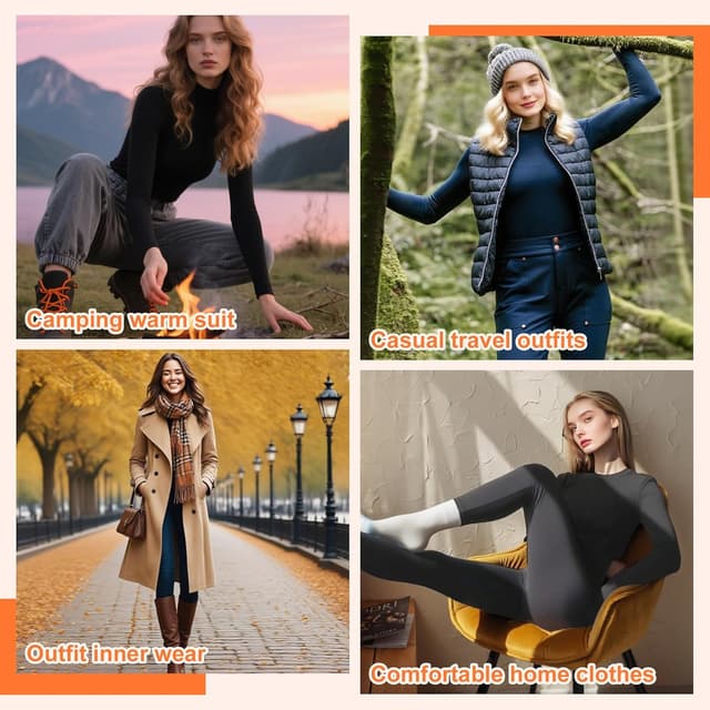 Detalle 1 de DDOBB women’s fleece-lined thermal underwear set (top and bottoms) for winter layering