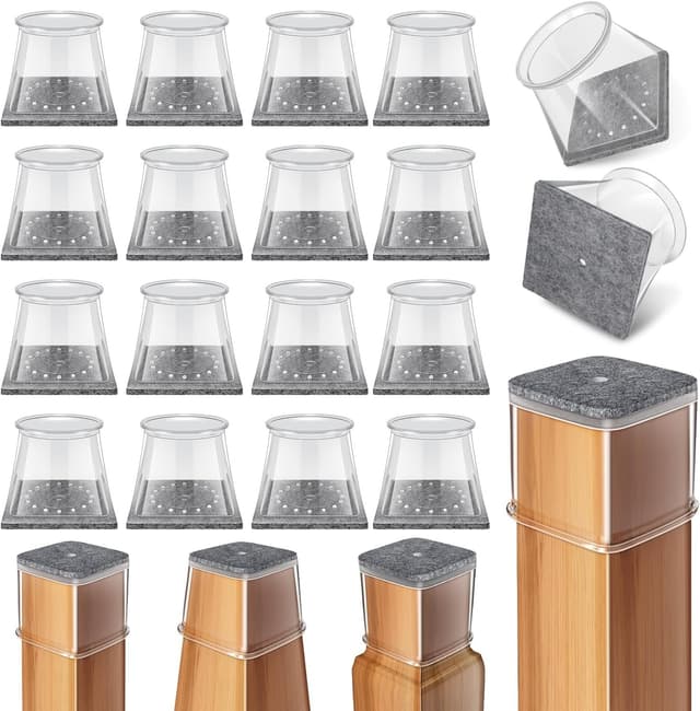 Detalle de Set da 24 protezioni quadrate per gambe di sedie in feltro e silicone (Large) – per gambe 19-25 mm