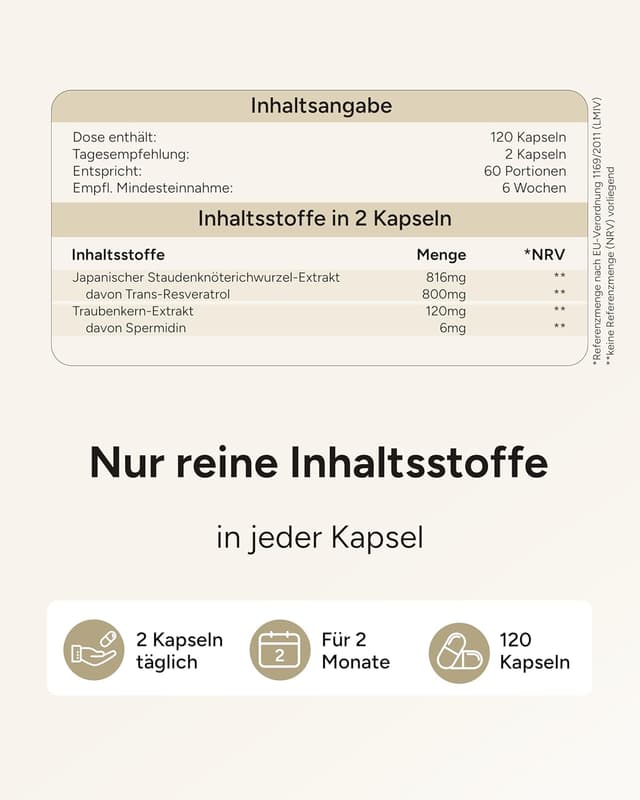 Detalle 1 de Spermidin Kapseln 6 mg mit 120 Stück
