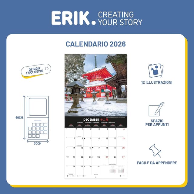 Thumbnail 2 de Grupo Erik Calendario 2026 Mensile da muro 30x30 cm 📅