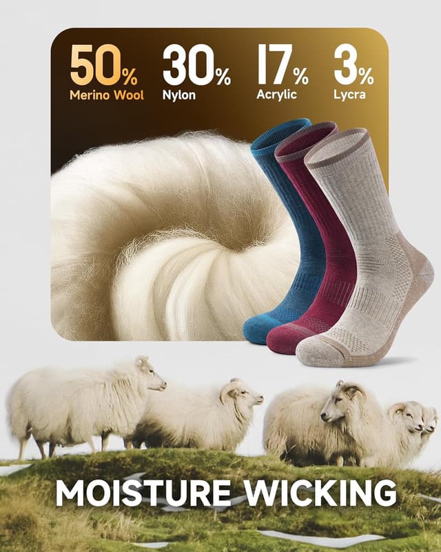 Detalle de Merino wool socks 3 pack, cushioning support
