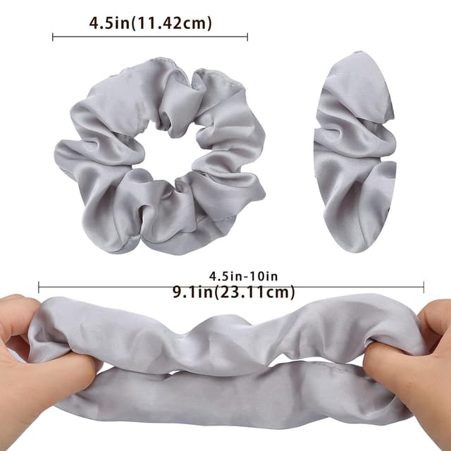 Detalle 2 de (6 Stück) Lolalet Seide-Scrunchies/Satin-Haargummis in 6 Farben – weich elastisch für Damen & Mädchen