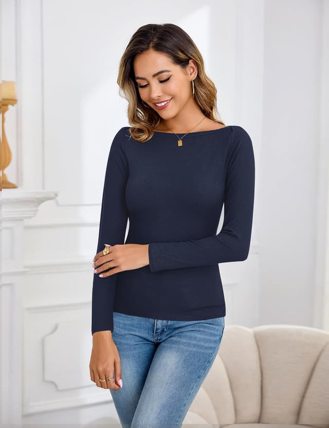 Thumbnail 6 de Aottori Camiseta Cuello Barco Mujer Slim Fit