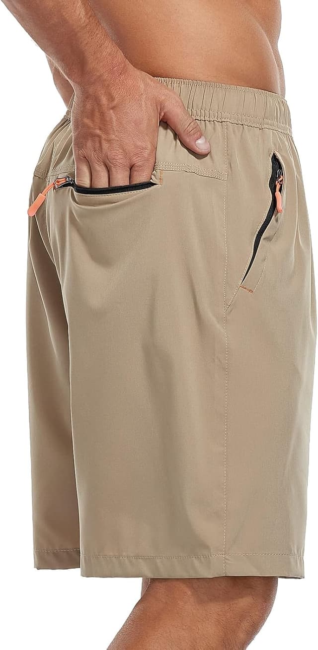 Detalle de SPOSULEI Men's Athletic Hiking Shorts — Water-Resistant Quick-Dry with Zipper Pockets