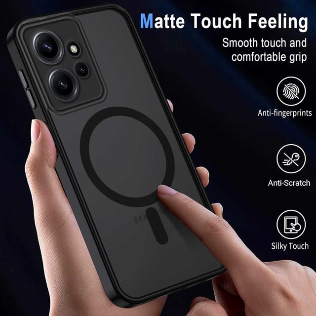 Detalle de Coque magnétique XTCASE pour Xiaomi Redmi Note 12 4G (compatible MagSafe) – dos translucide mat, anti-rayures et bumper anti-choc