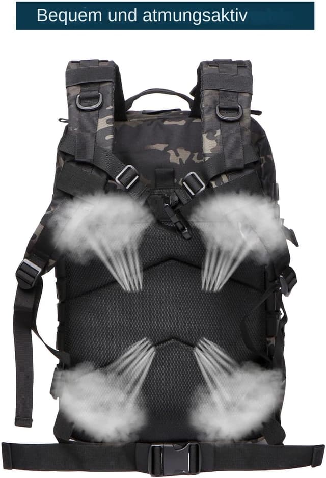 Detalle 2 de GUJOIN 50-Liter wasserdichter Angeln-/Outdoor-Jagdrucksack aus Nylon (taktischer Stil)