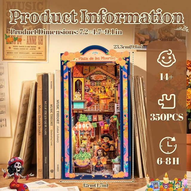 Detalle 2 de CUTEBEE Book Nook Kit Plaza de los Muertos