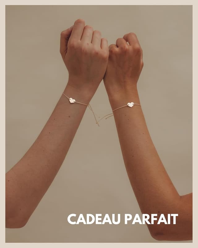 Detalle 2 de Bracelet d’amitié pour 2 GD GOOD.designs (EST. 2015) avec bracelet cœur en or rose 18 carats personnalisable