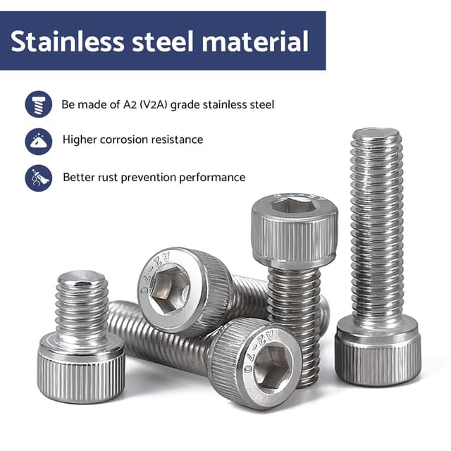 Detalle de BACSHBY 20x Zylinderschrauben DIN 912 M5 x 12 mm Edelstahl A2 mit Innensechskant