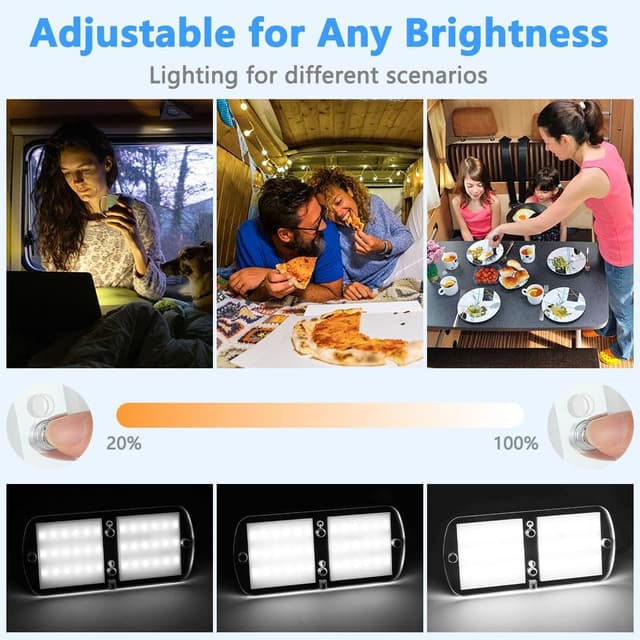 Detalle 2 de URAQT LED Deckenleuchte für 12V Wohnmobil mit 72 LEDs, 4 Farbtemperaturen und Fernbedienung