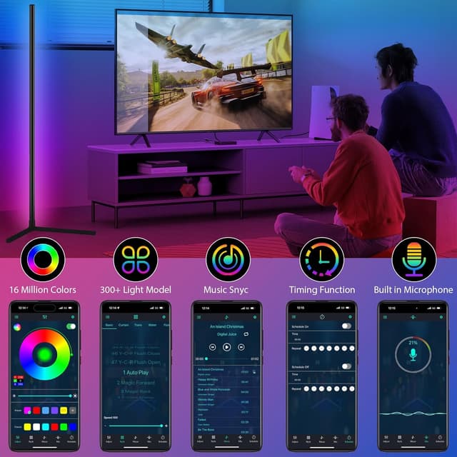 Detalle 2 de Corner Floor Lamp 165cm Smart RGB LED