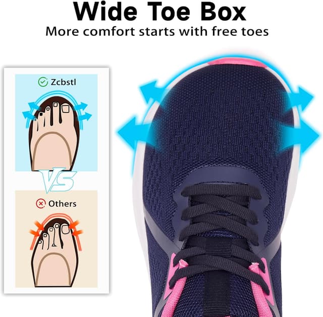 Detalle de ZCBSTL Wide Fit Women’s Orthopedic Trainers with Arch Support & Air Cushion