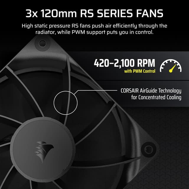 Detalle de Corsair NAUTILUS 360 RS LCD Liquid CPU Cooler with 2.1" IPS LCD Screen (360mm AIO, 3x RS120 fans)