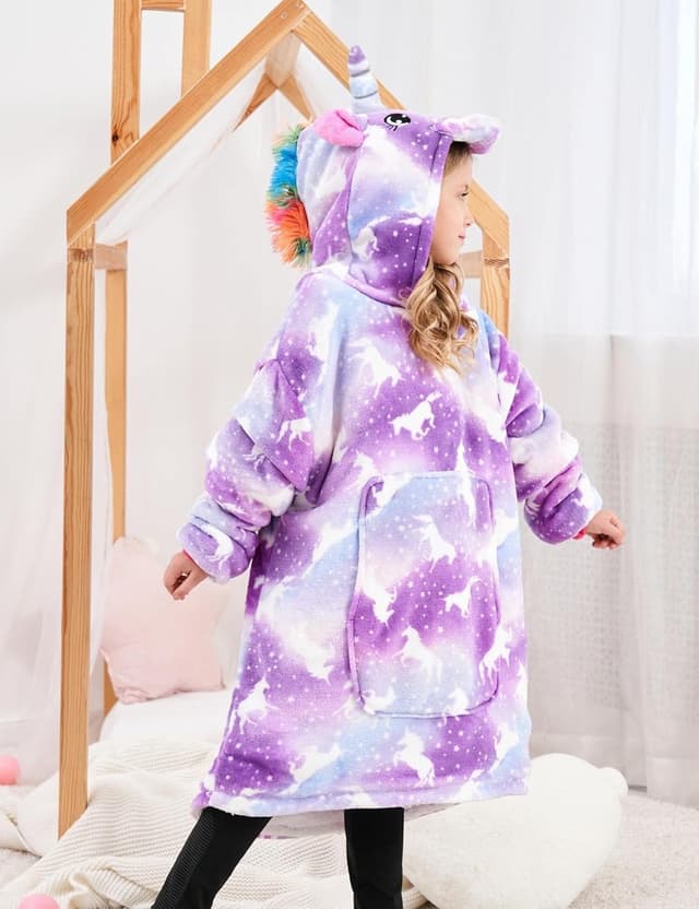 Detalle de Ceruwum Unicorn Hoodies for Girls – Oversized Unicorn Hooded Sweatshirt Blanket Hoodie