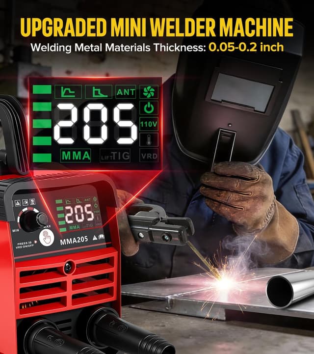 Detalle de HONE Stick Welder 110V (Upgraded 205Amp Mini Welder) with Lift TIG, Hot Start/Arc Force, Anti-Stick & VRD, Includes 25 Rods