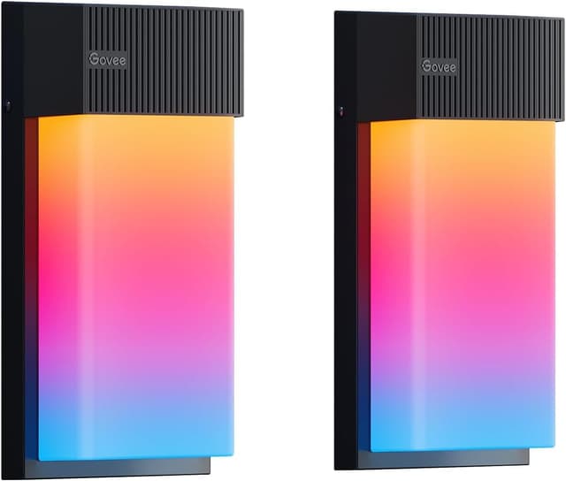 Detalle de Govee Outdoor Wall Lights RGBIC (2 Pack) – 1500LM Smart LED, IP65, Alexa/Google & Matter