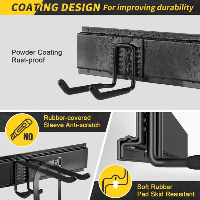 Detalle 2 de UUP 48" Garage Tool Organizer Wall Mount with Adjustable Heavy-Duty Hanging Hooks