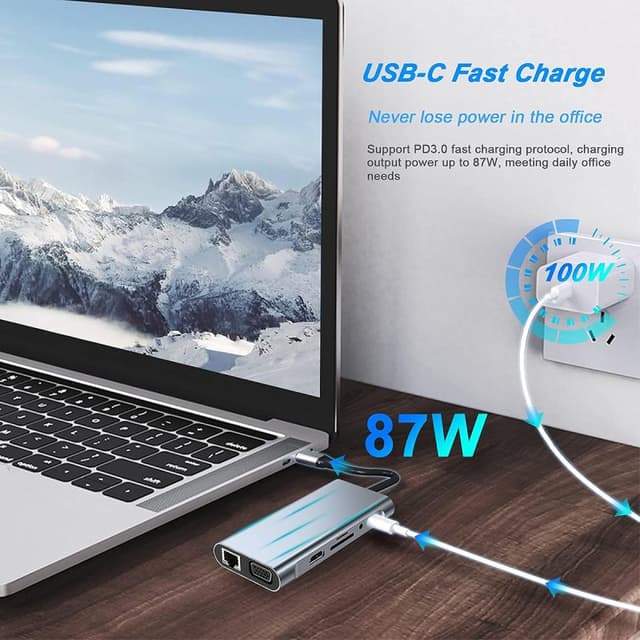 Detalle 2 de Klack HUB USB-C 10 en 1 Adaptador aluminio con HDMI 4K