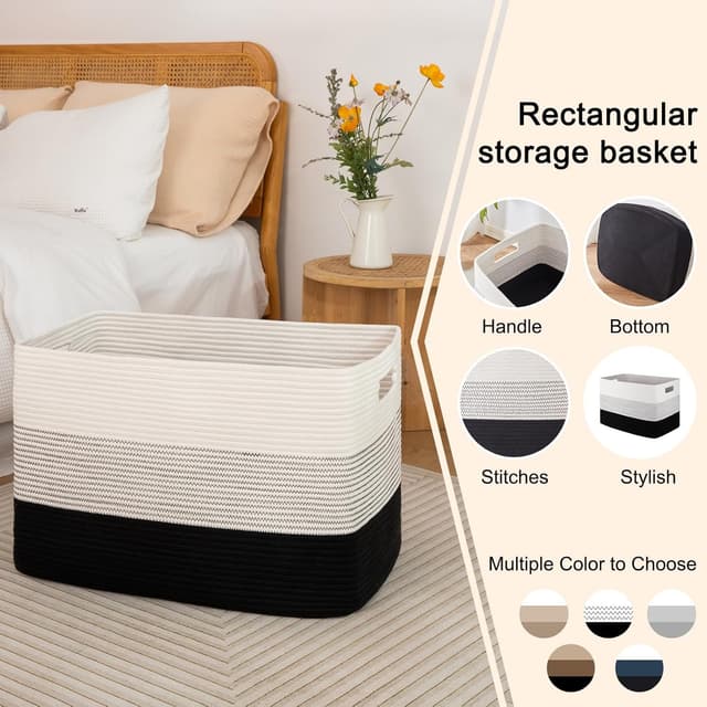 Thumbnail 4 de OIAHOMY 108L Cotton Rope Storage Basket 25"x16"