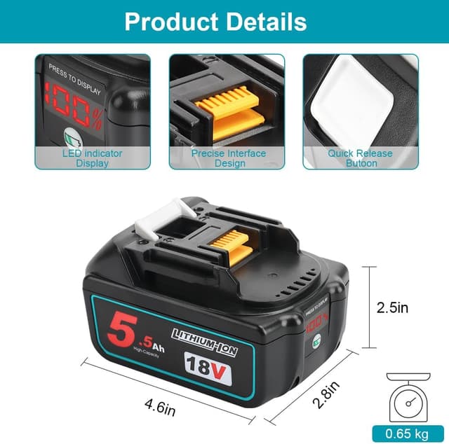 Thumbnail 4 de Powarobor BL1850B 18V 5500mAh 2-Pack