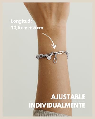 Detalle de GD GOOD.designs pulsera de charms con corazón en plata para mujer (ajustable)