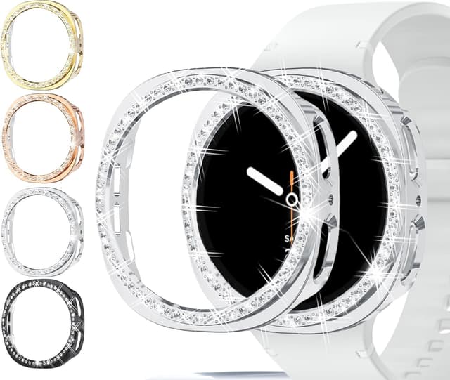 Detalle de 4X Bling Case for Samsung Galaxy Watch 8 40mm (2025) — Diamond Bumper Hard PC Cover (Black/Rosegold/Silver/Gold)