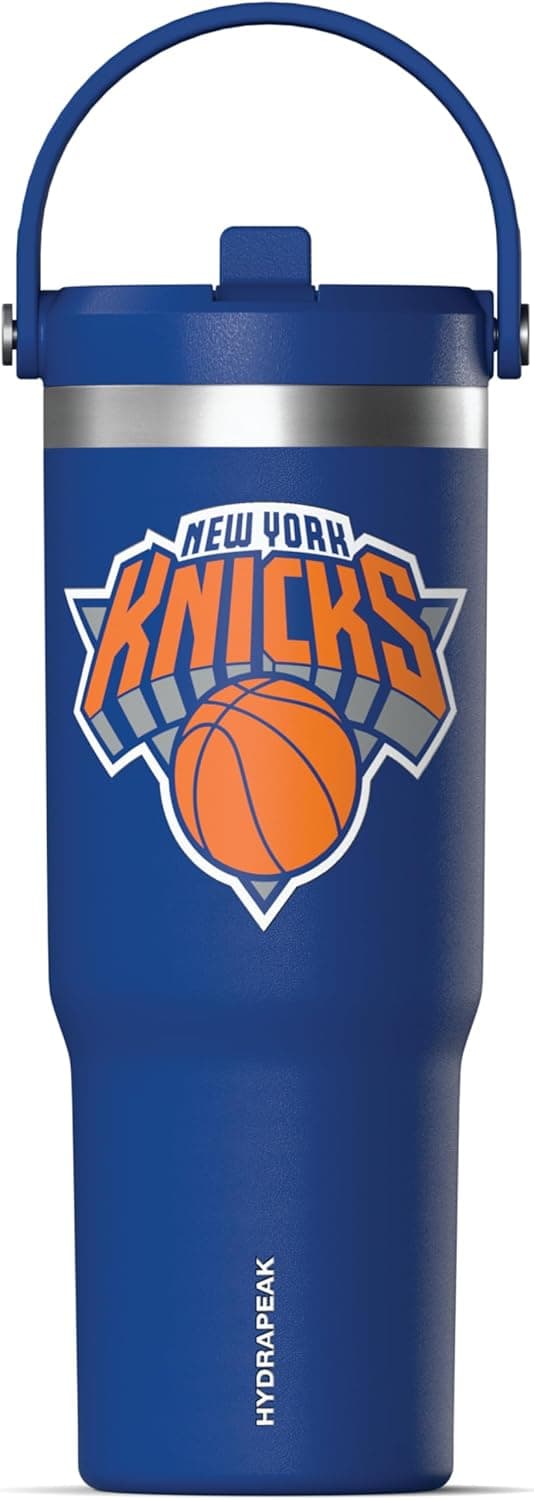 Detalle de Hydrapeak x NBA New York Knicks 32oz Nomad Stainless Steel Tumbler with Handle, Lid & Straw (Official Licensed)