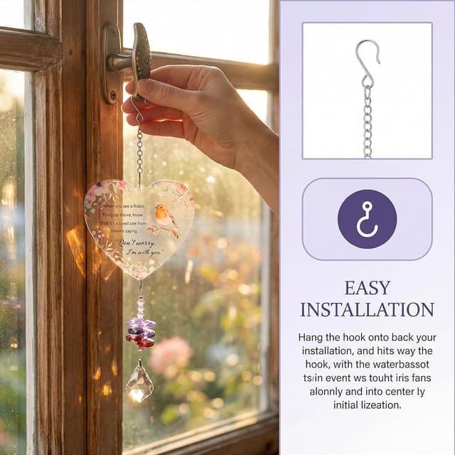 Thumbnail 4 de Robin Gifts Crystal Suncatcher Memorial Ornament