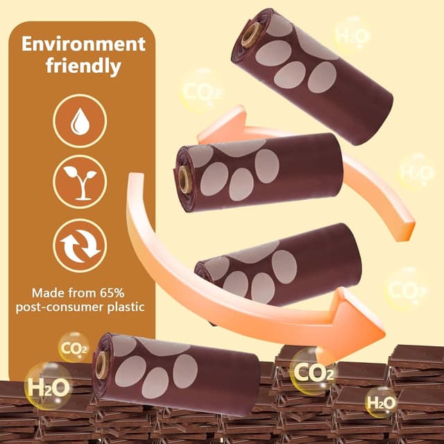 Detalle de giteo bedding 270-Count Chocolate Scented Dog Poop Bags with Dispenser & Holder