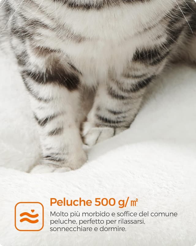 Detalle de Feandrea Tiragraffi con grotta, 2 aree in sisal e basi imbottite lavabili, greige melange PCT070G01 (86 cm)