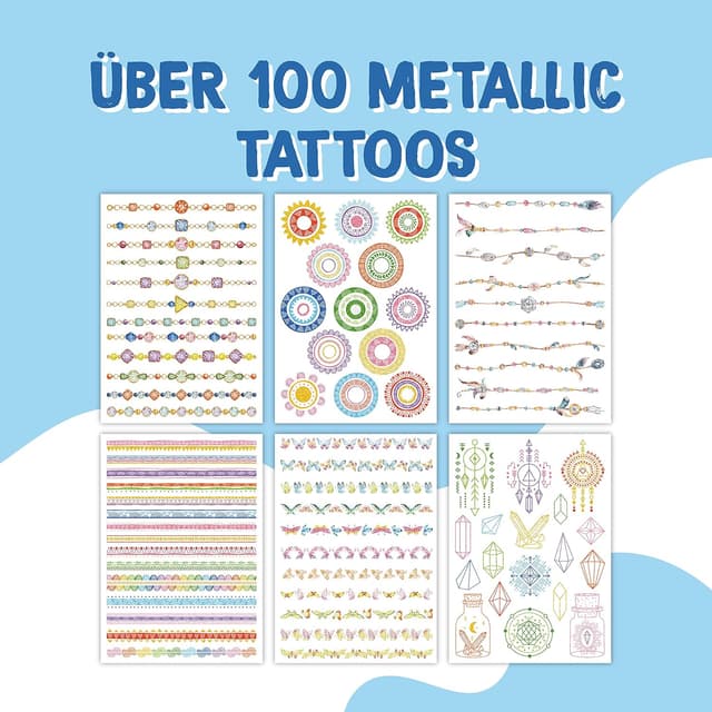 Detalle 2 de Papierdrachen Kinder-Metallic Tattoos 100 Sticker