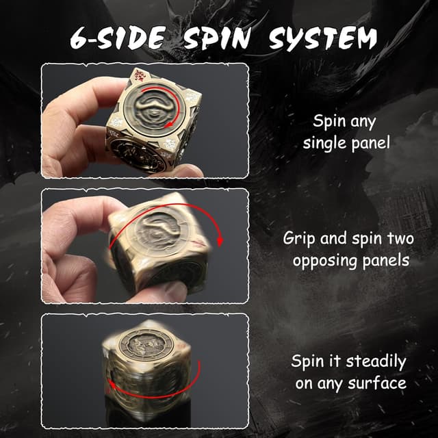 Detalle 1 de DNDND Brass 7-in-1 Spinner Dice Cube