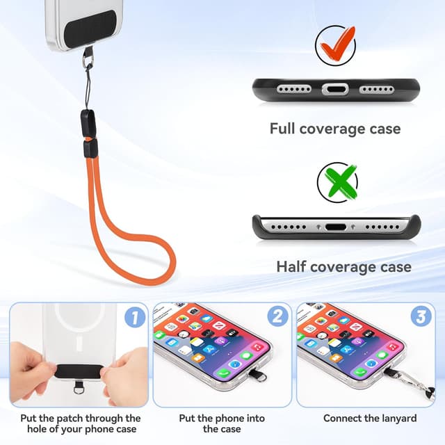 Detalle 2 de COCASES Phone Lanyard Crossbody 2 Pack with Adjustable Anti-Theft Strap and Wrist Strap Set