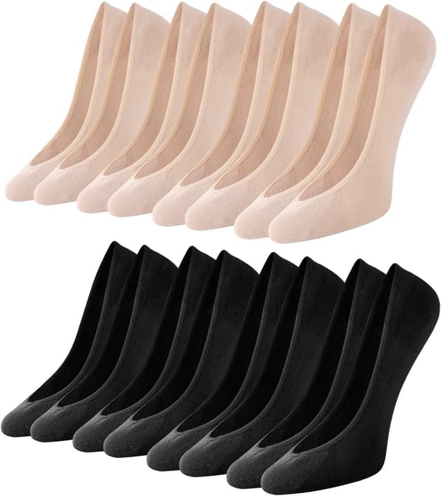 Detalle de Toes Home Füßlinge Ballerina Socken für Damen (8 Paar) – rutschfeste No-Show Sneaker Socken