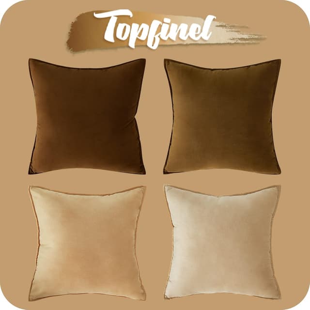 Detalle de Housses de coussin 60x60 velours marron