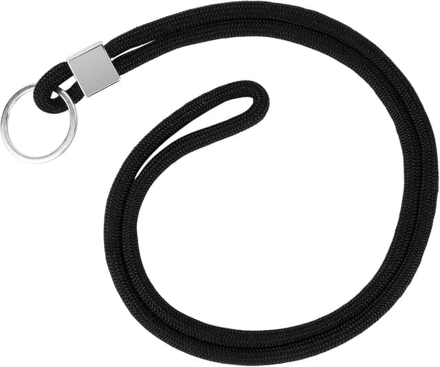 Detalle de Vicloon Schlüsselband lang aus Nylon/Polyester mit Karabiner und drehbarem Metallclip (ca. 46,5 cm), Schwarz