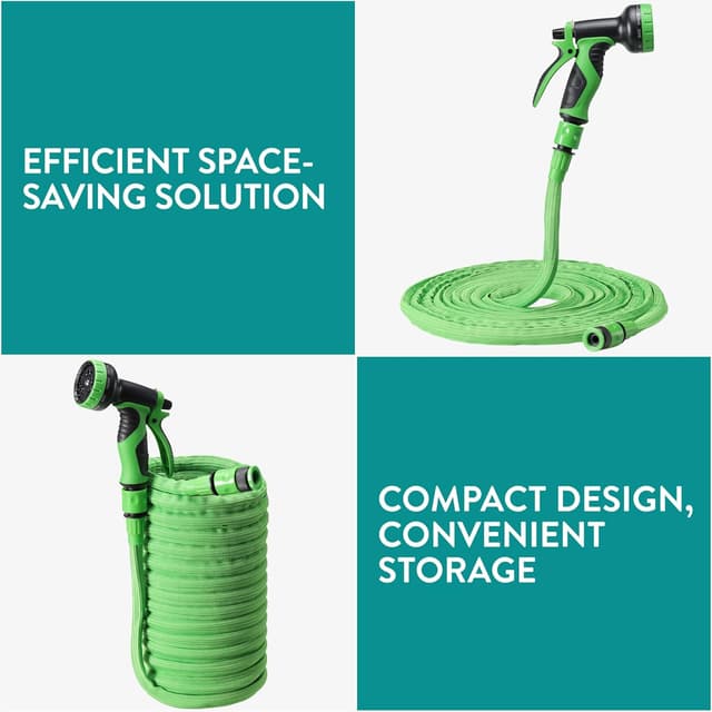 Detalle 2 de Navaris flexibler Gartenschlauch 7,5–15 m mit 10 Funktionen und Schnelladaptern