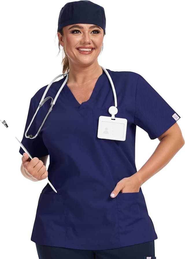 Detalle de JONATHAN UNIFORM Damen-Kasack mit V-Ausschnitt und 3 Taschen für Pflege & Klinik