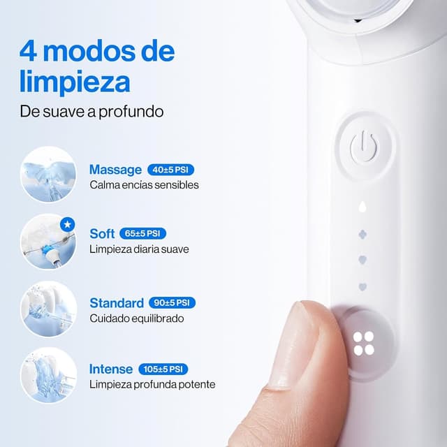 Detalle de usmile C10 irrigatore orale portatile con batteria fino a 95 giorni e 4 modalità di pulizia