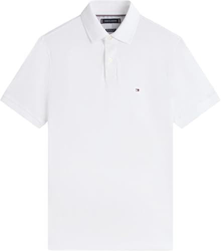 Detalle 2 de Tommy Hilfiger Polo de Manga Corta para Hombre 1985 Regular Fit en Blanco (White) – algodón orgánico