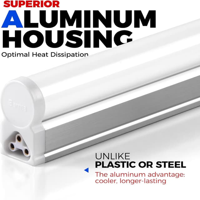 Detalle de Barrina 4ft LED Batten Light T5 Tubes (8-Pack) – 20W, 2200lm, 6500K, linkable garage lighting