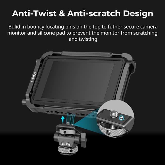 Detalle de SMALLRIG 2905B Kamera-Monitorhalter mit Cold-Shoe-Adapter, 360° drehbar & 180° neigbar