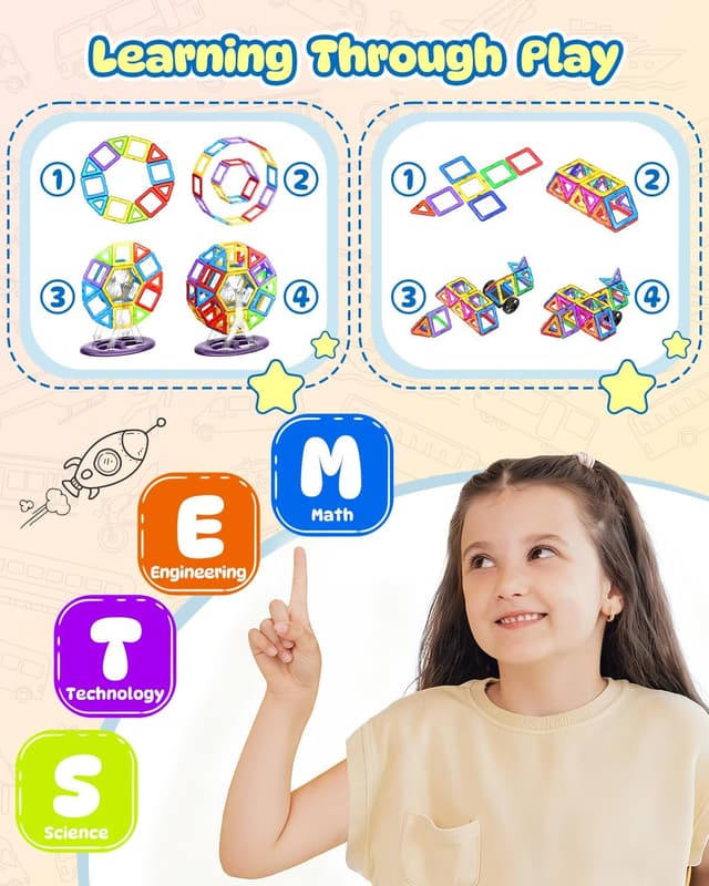 Thumbnail 6 de Theefun 100 Teile Magnetische Bausteine đ§©