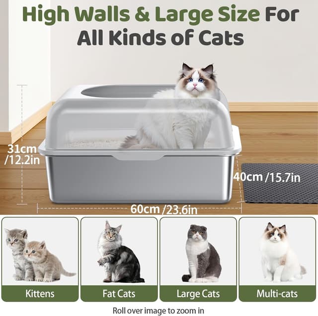 Thumbnail 1 de Gimars XXL Bac à Litière en INOX 37L