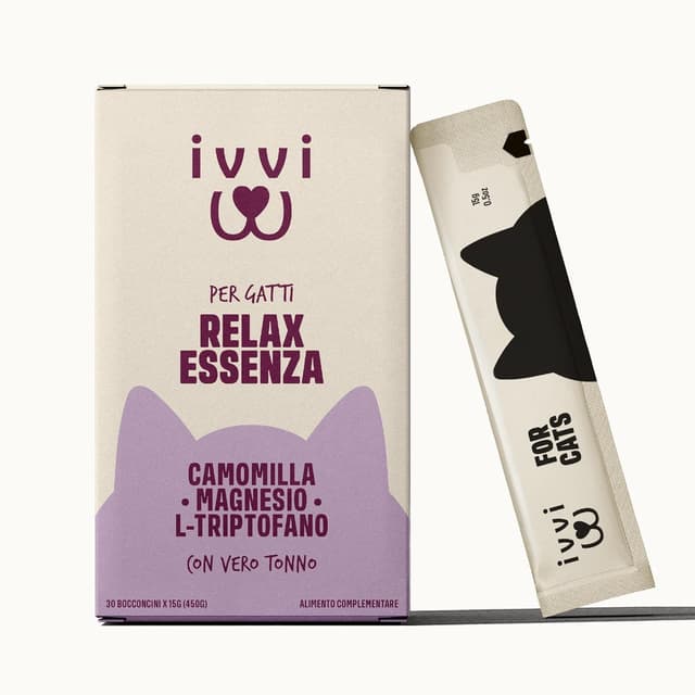Detalle de ivvi Relax Essenza per Gatti – Crema funzionale alla camomilla, L-triptofano e magnesio con vero tonno