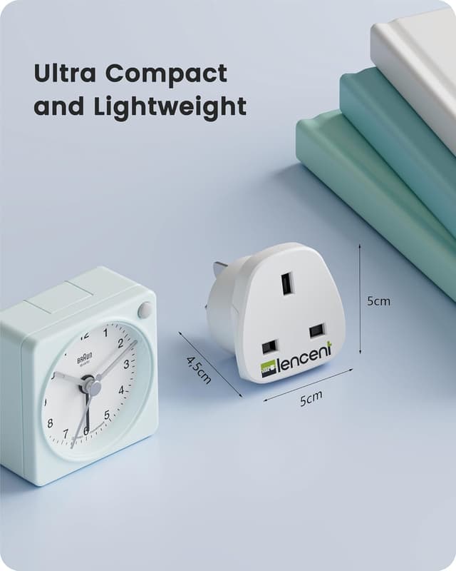 Detalle de LENCENT UK to Australia Plug Adapter 2 Pack (Type I) – earthed travel adaptor for AUS, China, Fiji, New Zealand and more